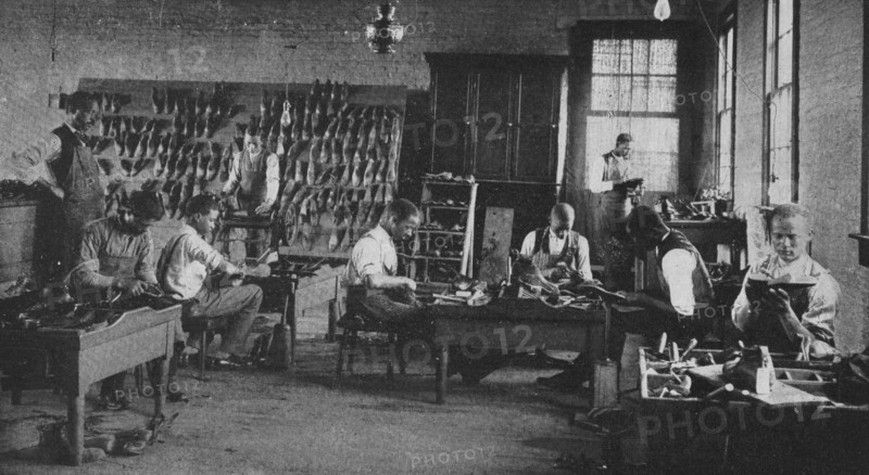 Shoe shop making and repairing, 1904. Creator: Frances Benjamin Johnston.