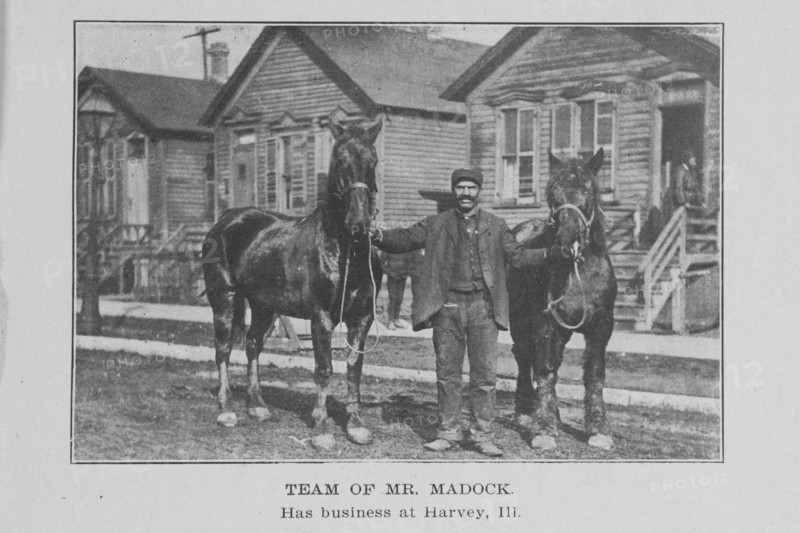 Team of Mr. Madock; Has business at Harvey, Ill., 1907. Creator: Unknown.