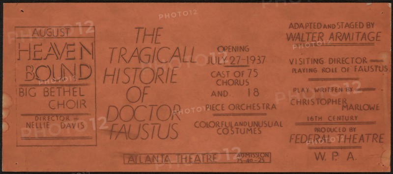 The Tragicall Historie of Doctor Faustus, Atlanta, 1937. Creator: Unknown.