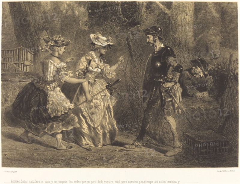 ...detened Señor caballero el paso..., c. 1855. Creator: Célestin Nanteuil.