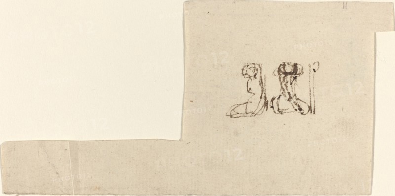 Two Seated Female Figures with Arms Lifted Overhead. Creator: John Flaxman.