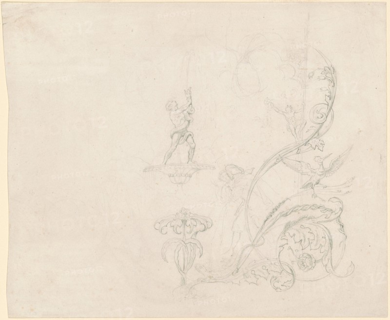 Studies of Fountain Decorations, c. 1850s. Creator: Emanuel Gottlieb Leutze.