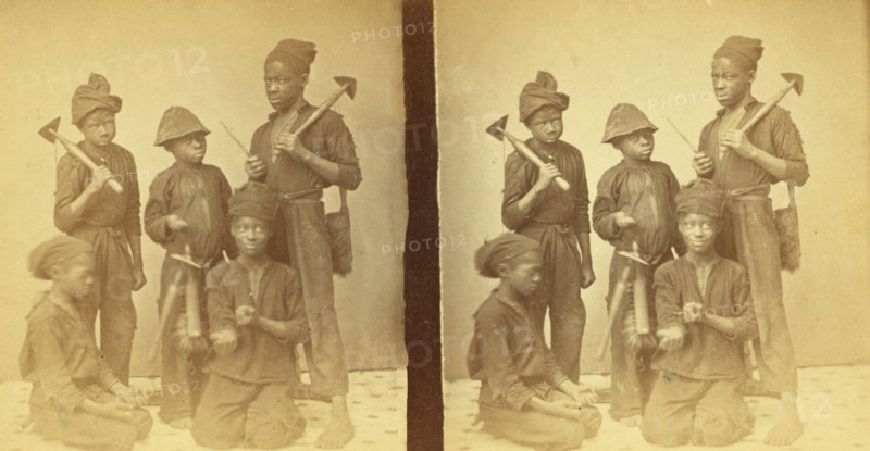 Studio portait of young chimney sweeps, (1868-1900?). Creator: J. N. Wilson.