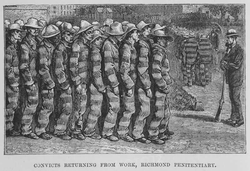 Convicts returning from work, Richmond penitentiary, 1882. Creator: Unknown.