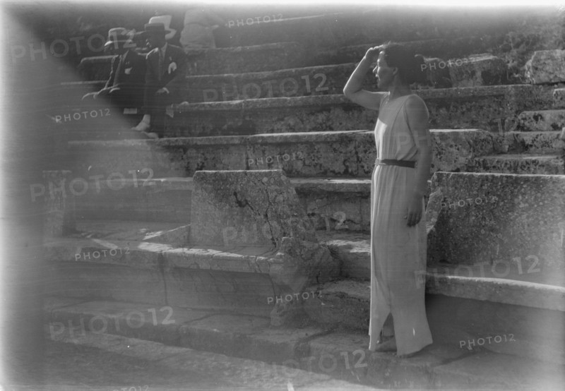 Kanellos dance group at ancient sites in Greece, 1929 Creator: Arnold Genthe.