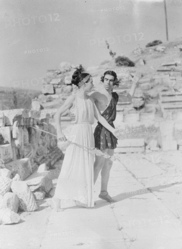 Kanellos dance group at ancient sites in Greece, 1929 Creator: Arnold Genthe.