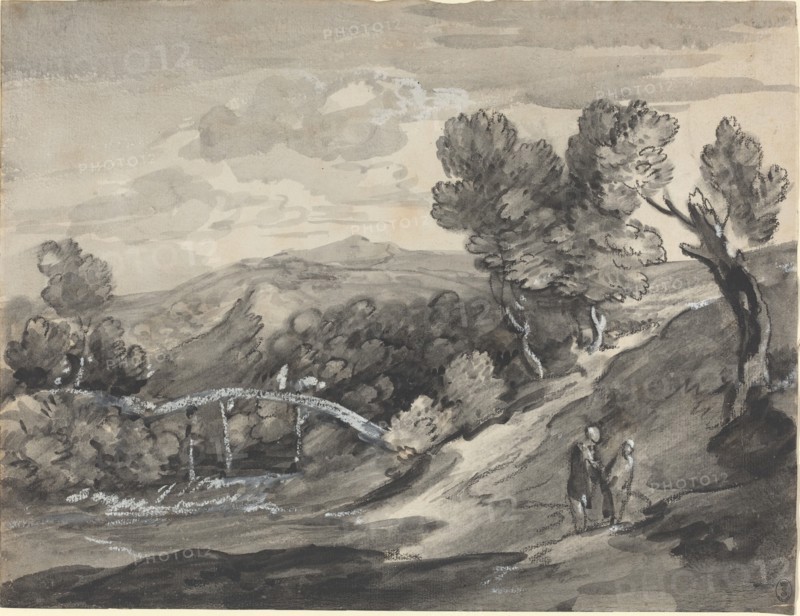 Wooded Upland Landscape with a Bridge, c. 1780. Creator: Thomas Gainsborough.