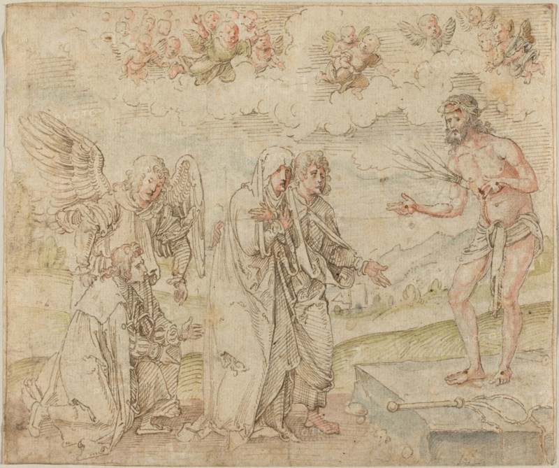 Mary and John before the Man of Sorrows, c. 1514. Creator: Hans von Kulmbach.