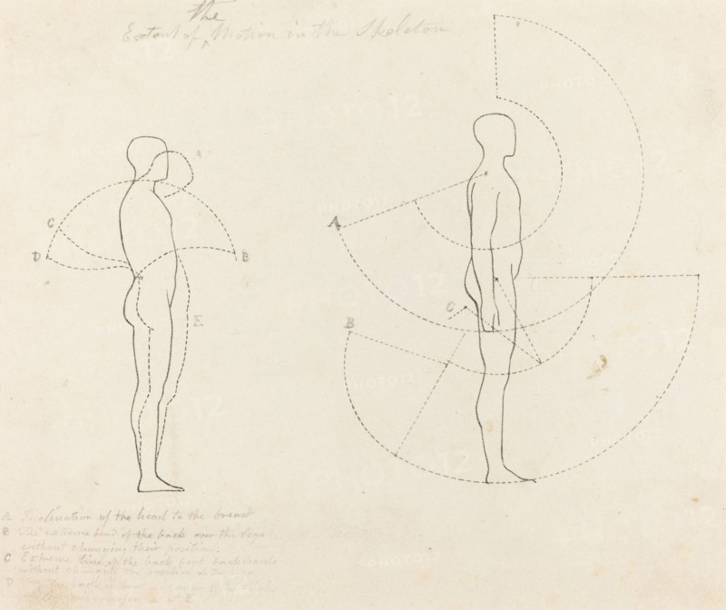 Extent of Motion Shown in Two Figures, published 1829. Creator: George Scharf.