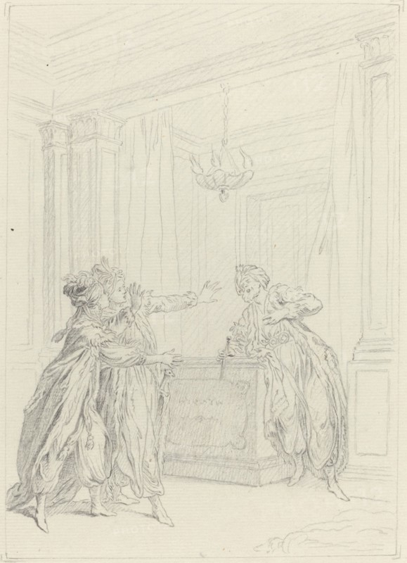 Calmine, quel objet vient Effrayer ma vue?. Creator: Hubert Francois Gravelot.
