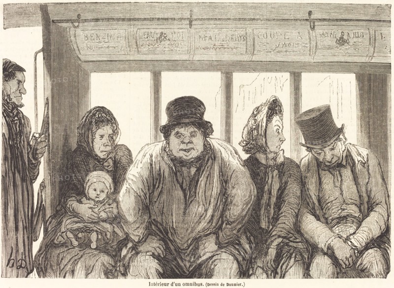 Interieur d'un omnibus [bottom half], published 1864. Creator: Charles Maurand.