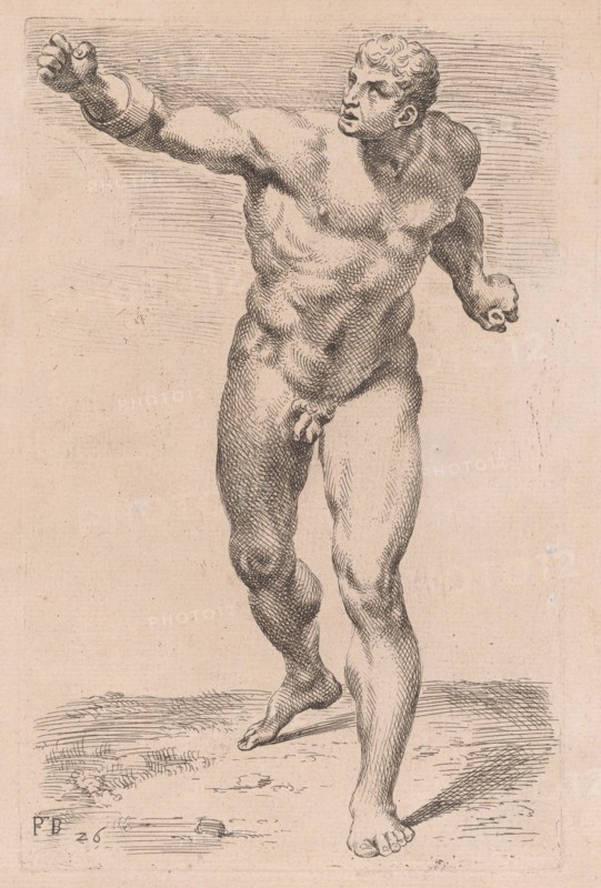 The Borghese Gladiator, front view [plate 26], 1638. Creator: François Perrier.