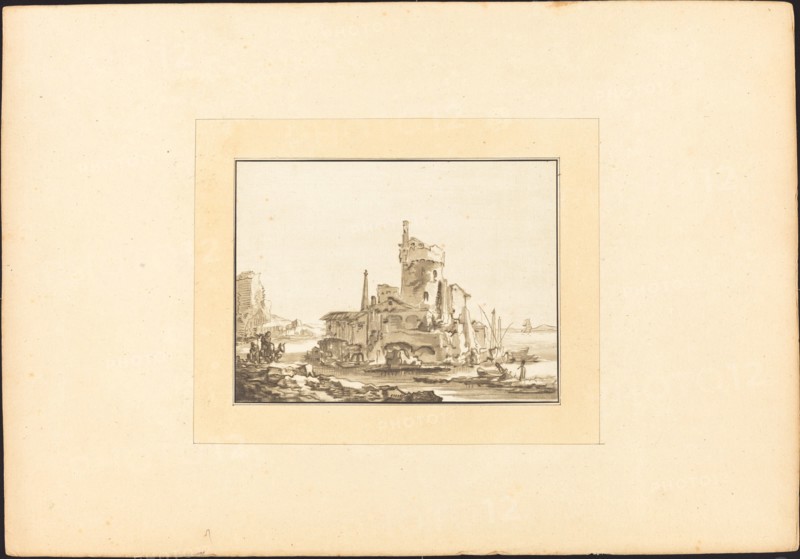 Landscape with a Round Tower, published 1782. Creator: Maria Catharina Prestel.