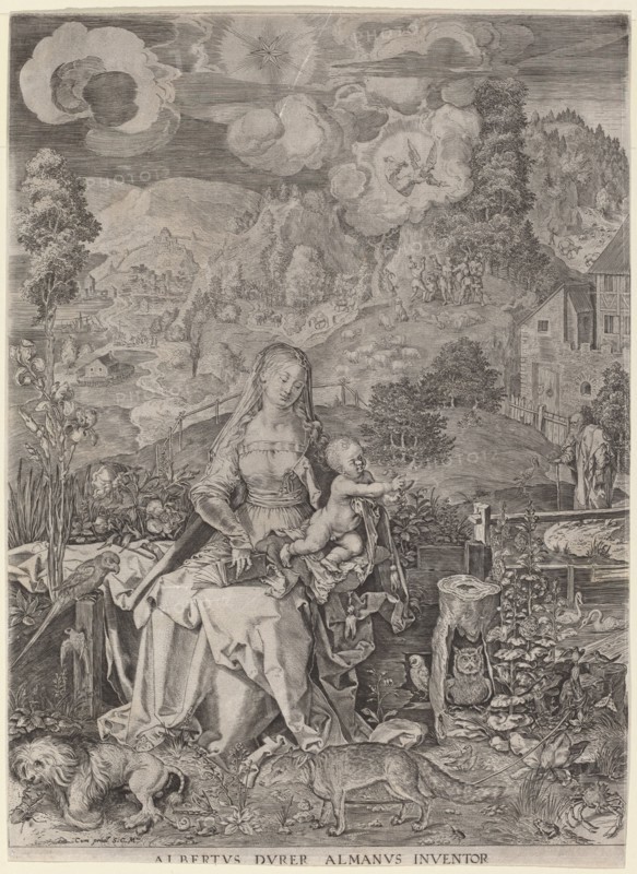 Virgin and Child in a Landscape. Creators: Aegidius Sadeler II, Albrecht Durer.