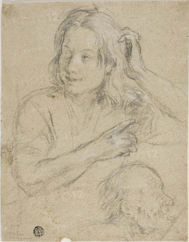 Boy with Hand on His Head and Profile of Old Man, n.d. Creator: Samuel Drummond.