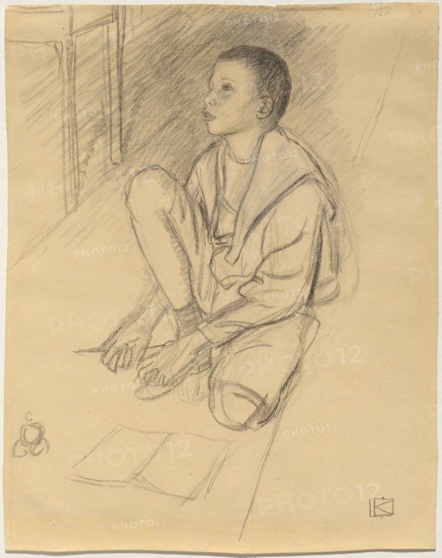 The Artist's Son Wolf Crouching on the Floor, 1900. Creator: Leopold Kalckreuth.