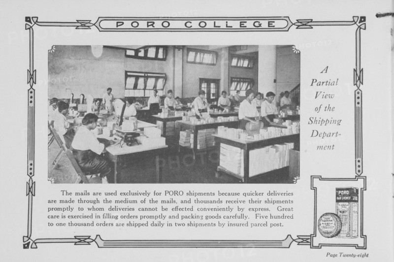Poro College; A partial view of the shipping department, 1922. Creator: Unknown.