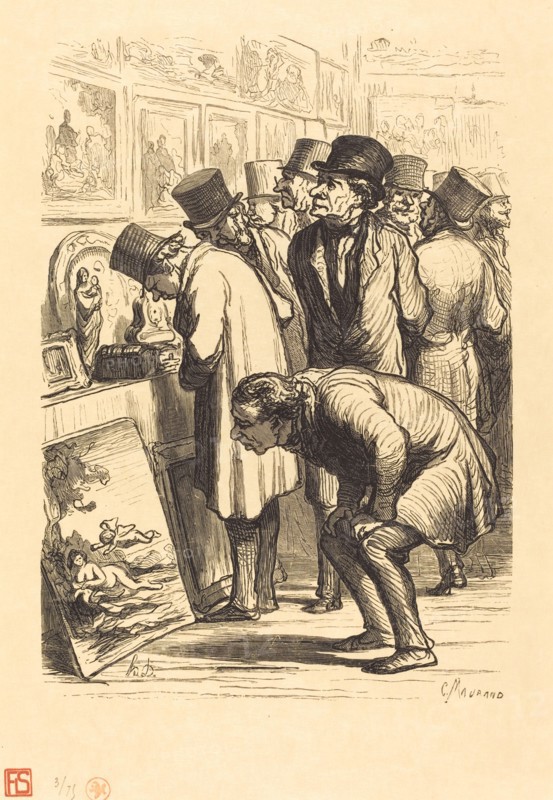 Une Salle de l'hotel Drouot un jour d'exposition, 1862. Creator: Charles Maurand.