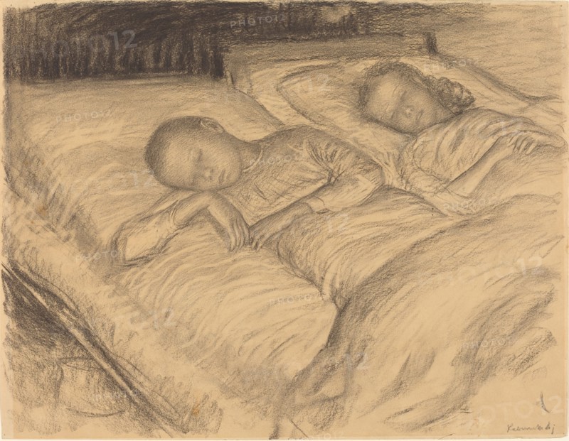 The Artist's Children Wolf and Anna Asleep, c. 1900. Creator: Leopold Kalckreuth.