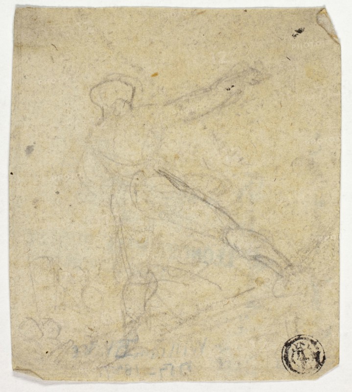Figure Seen from the Back, with Outstretched Arm, c. 1800. Creator: William Blake.