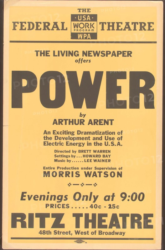 Poster from New York production of Power (Ritz Theatre), [1937]. Creator: Unknown.