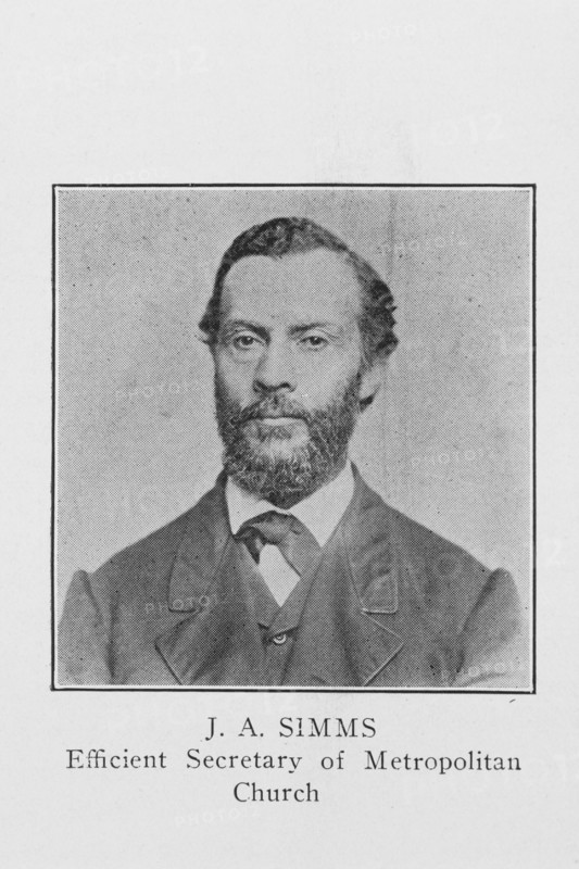 J. A. Simms; Efficient Secretary of Metropolitan Church, (1921?). Creator: Unknown.