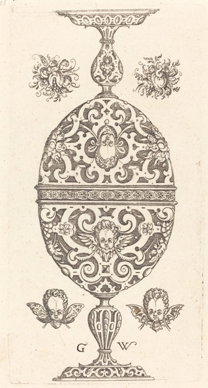 Two small goblets superimposed in reverse, published 1579. Creator: Georg Wechter I.