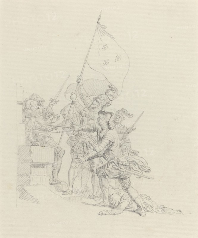 Il monte: il a déjà de ses mains triomphantes.... Creator: Hubert Francois Gravelot.