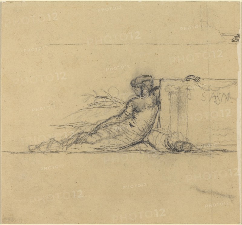 Seated Female Figure for "San Francisco", probably c. 1856. Creator: Charles Meryon.