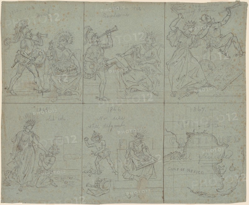 Political Cartoon of the American Civil War, 1860s. Creator: Emanuel Gottlieb Leutze.