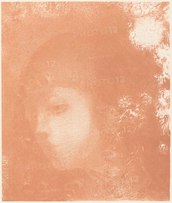 Tete d'Enfant avec Fleurs (Head of a Child with Flowers), 1897. Creator: Odilon Redon.
