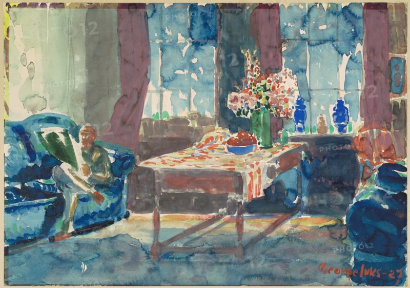 Self-Portrait: Interior of My New York Apartment, 1927. Creator: George Benjamin Luks.