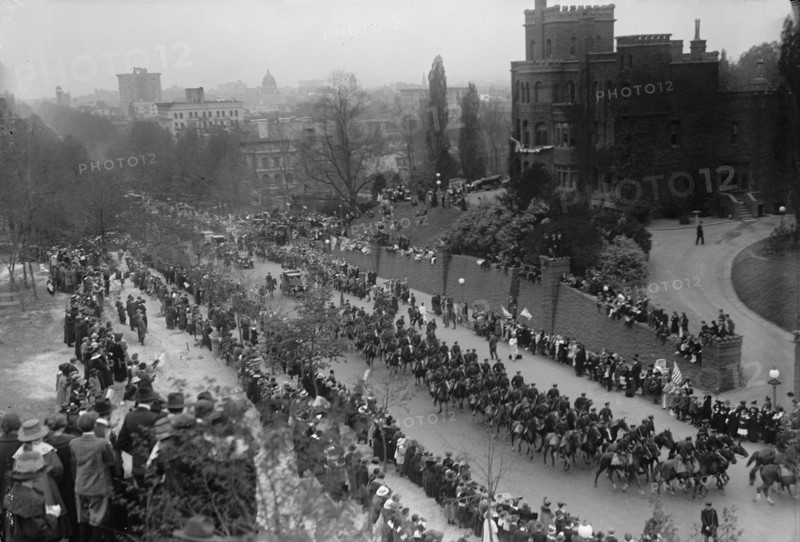 French Commission To U.S.  - Procession Down 16th Street, 1917. Creator: Harris & Ewing.