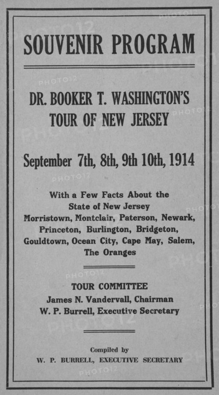 Souvenir Program, Dr. Booker T. Washington's Tour of New Jersey, 1914.  Creator: Unknown.