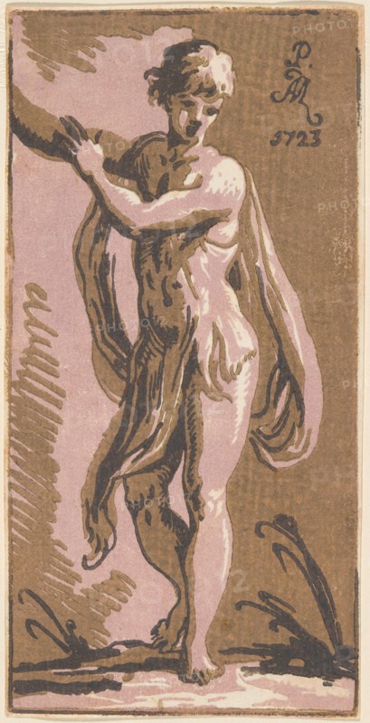 A Standing Youth Gesturing to His Right, 1723. Creators: Anton Maria Zanetti, Parmigianino.