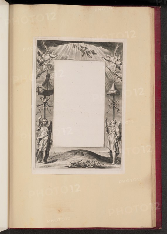 Border Illustration with the Ascension of Christ, Keys and Fish, 1613/1646. Creator: Unknown.