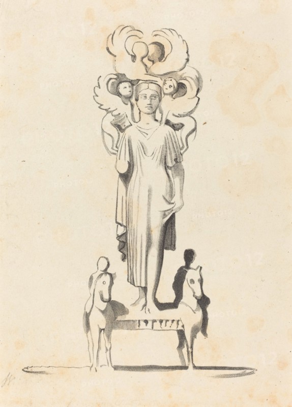 Bronze Figure of Minerva, Found in the Barrow of Achilles, published 1829. Creator: W Walton.