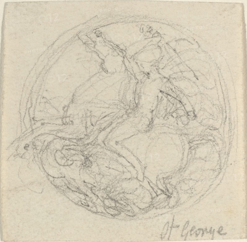 Design for a Medal Representing Saint George and the Dragon, c. 1800?. Creator: John Flaxman.