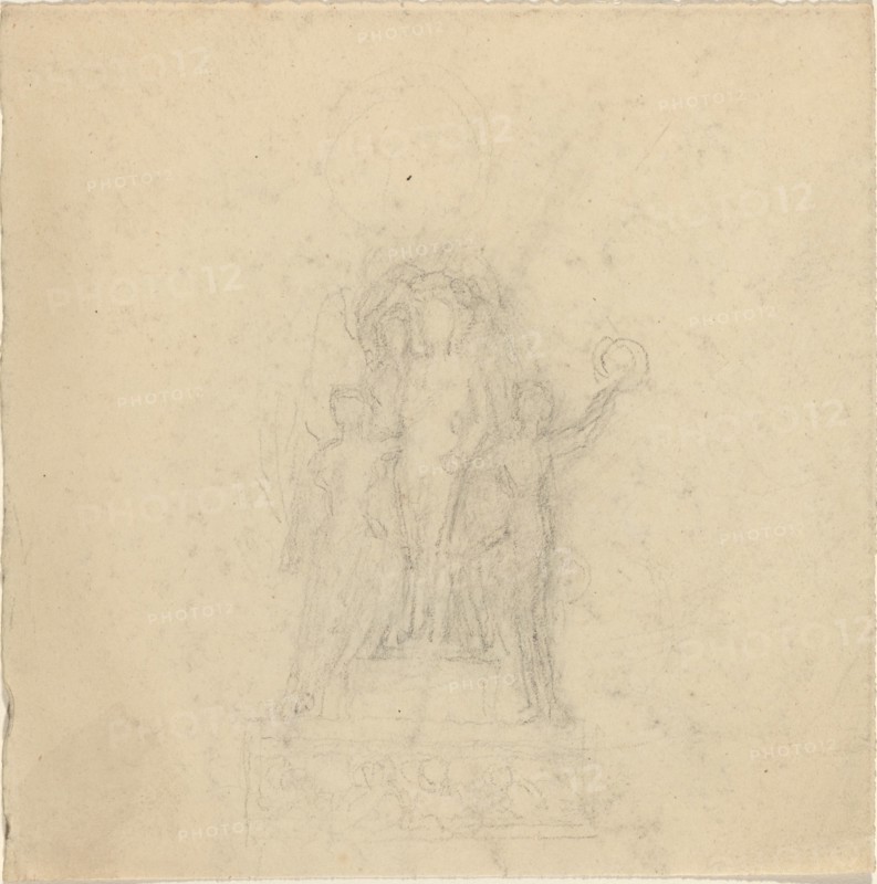 Studies for a Monument with the Crowning of a Figure [recto and verso]. Creator: John Flaxman.
