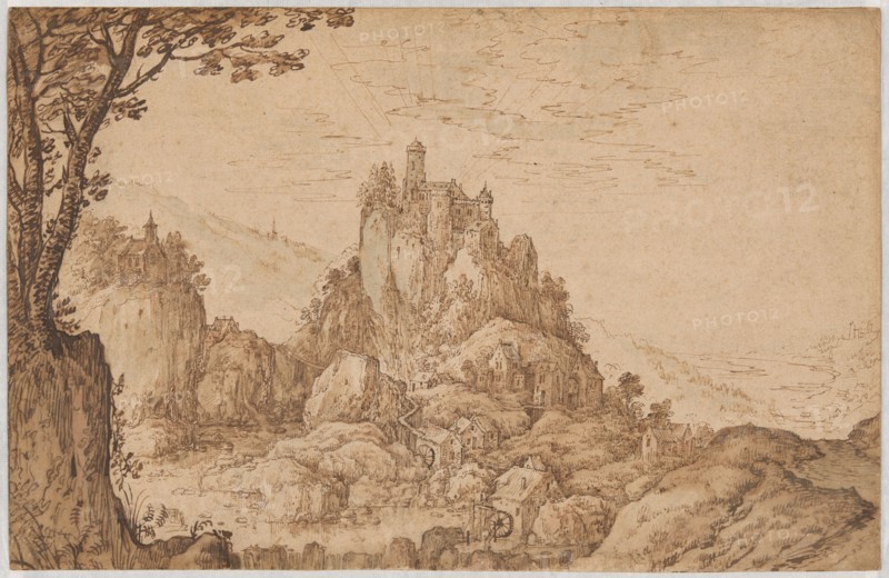 A Castle on a Crag in a Mountainous Landscape, late 1590s. Creator: Joos de Momper, the younger.