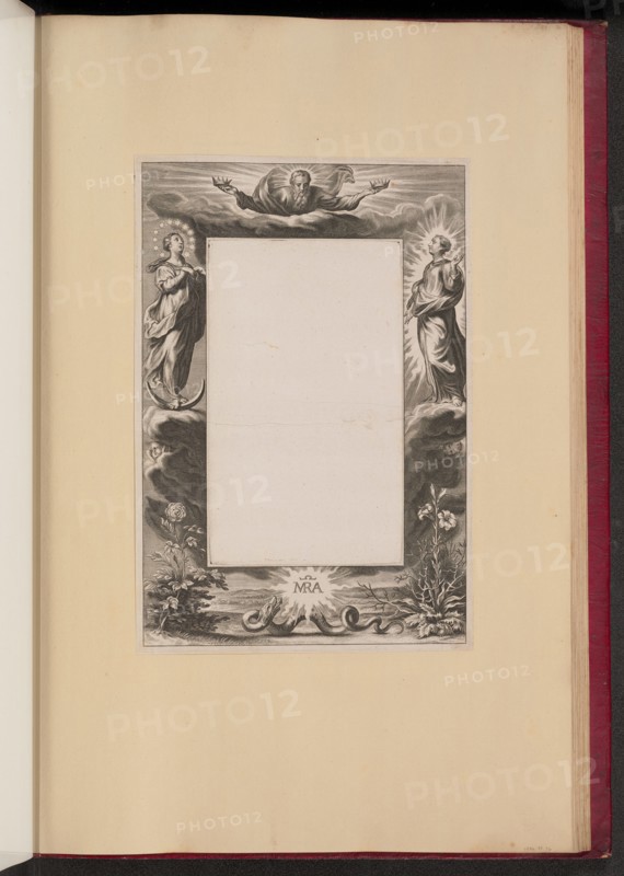 Border Illustration with God the Father, Two Saints, and a Serpent, 1613/1646. Creator: Unknown.