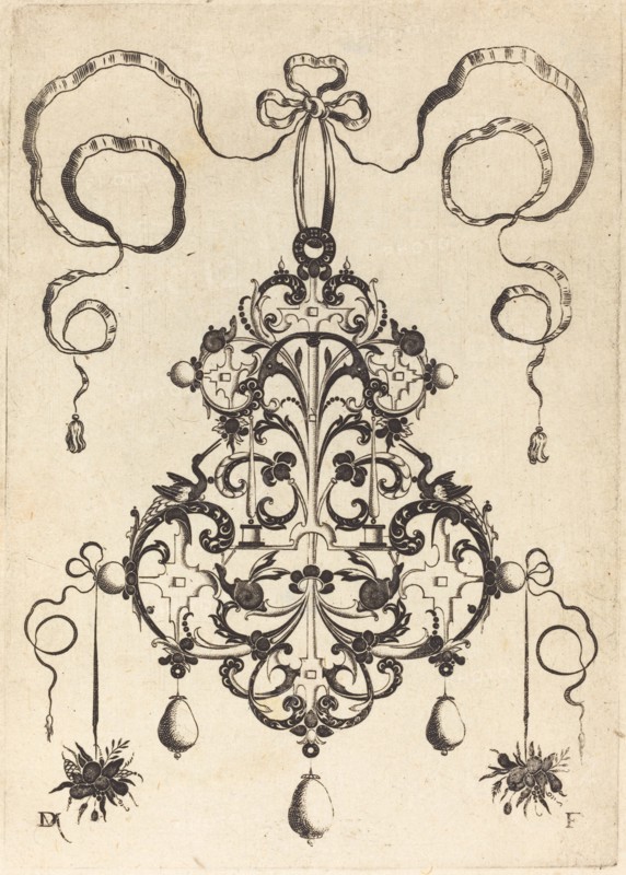 Large Pendant, Lower Left and Right Two Bunches of Grass and Fruit, 1596. Creator: Daniel Mignot.