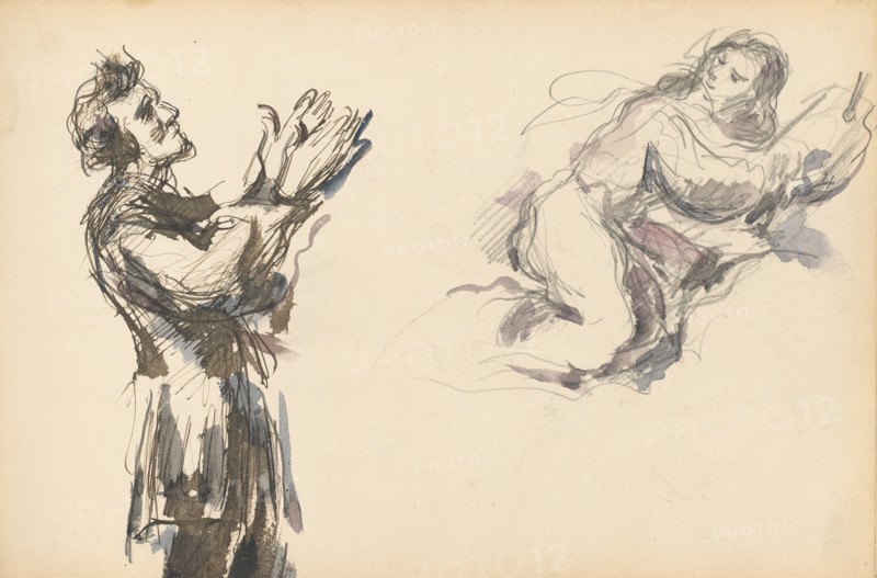Victor Chocquet and an Angel for "The Apotheosis of Delacroix", 1878/1880. Creator: Paul Cezanne.