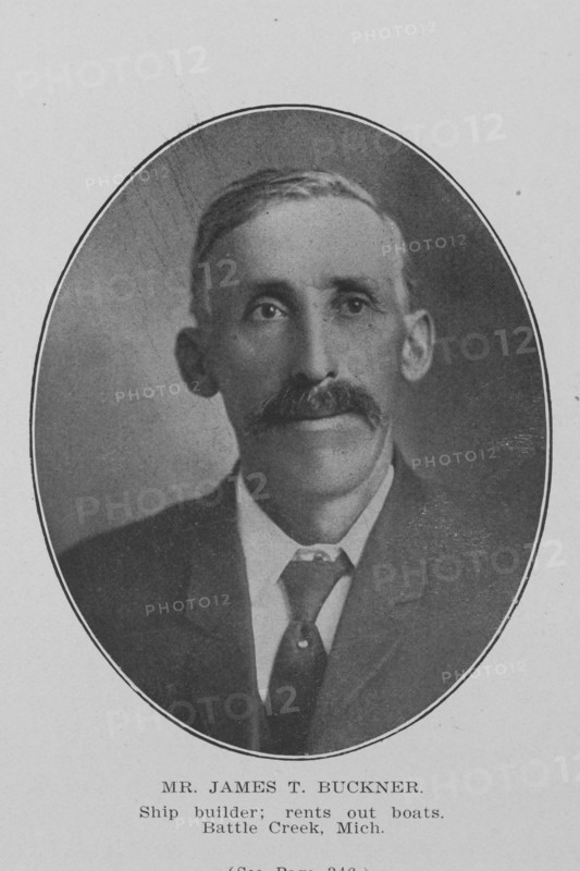 Mr. James T. Buckner; Ship builder; Rents out boats; Battle Creek, Mich., 1907. Creator: Unknown.