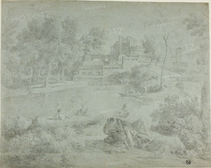 Italianate Landscape with Bathers, n.d. Creators: Richard Wilson, Gaspard Dughet, William Taverner.