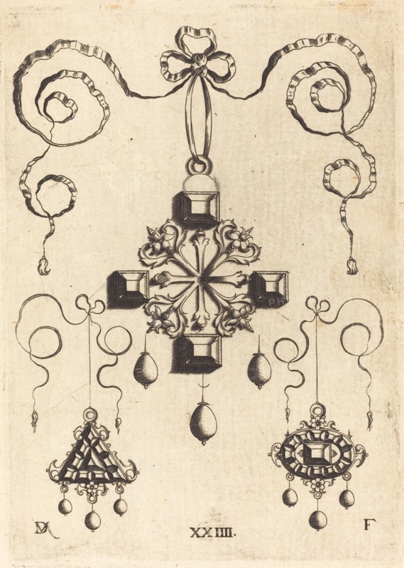 Pendant with Double Cross at Centre, Surrounded by Four Large Table-Stones. Creator: Daniel Mignot.