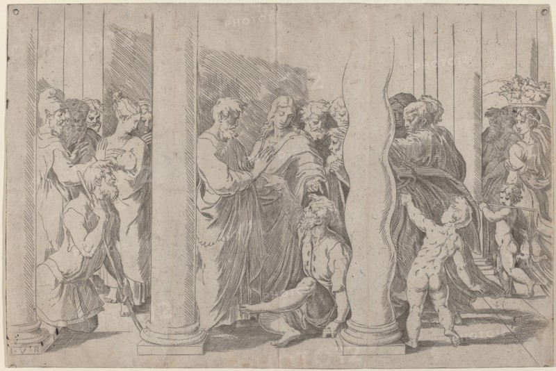 Saints Peter and John Healing the Lame Man at the Golden Gate, c. 1527/1530. Creator: Parmigianino.