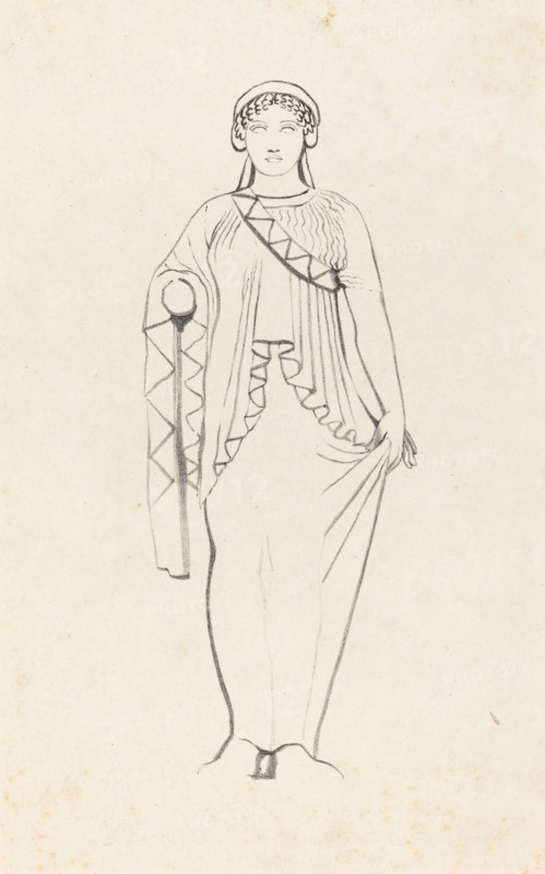 Statue on the Pediment over the West Front of a Temple at Egina, published 1829. Creator: W Walton.