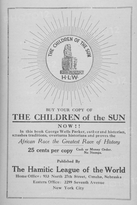 The Children of the Sun; Published by The Hamitic League of the World, 1918-1922. Creator: Unknown.