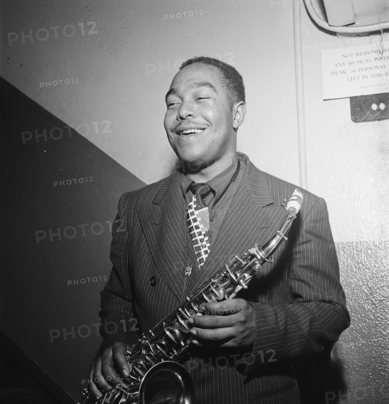 Portrait of Charlie Parker, Carnegie Hall, New York, N.Y., ca. 1947. Creator: William Paul Gottlieb.